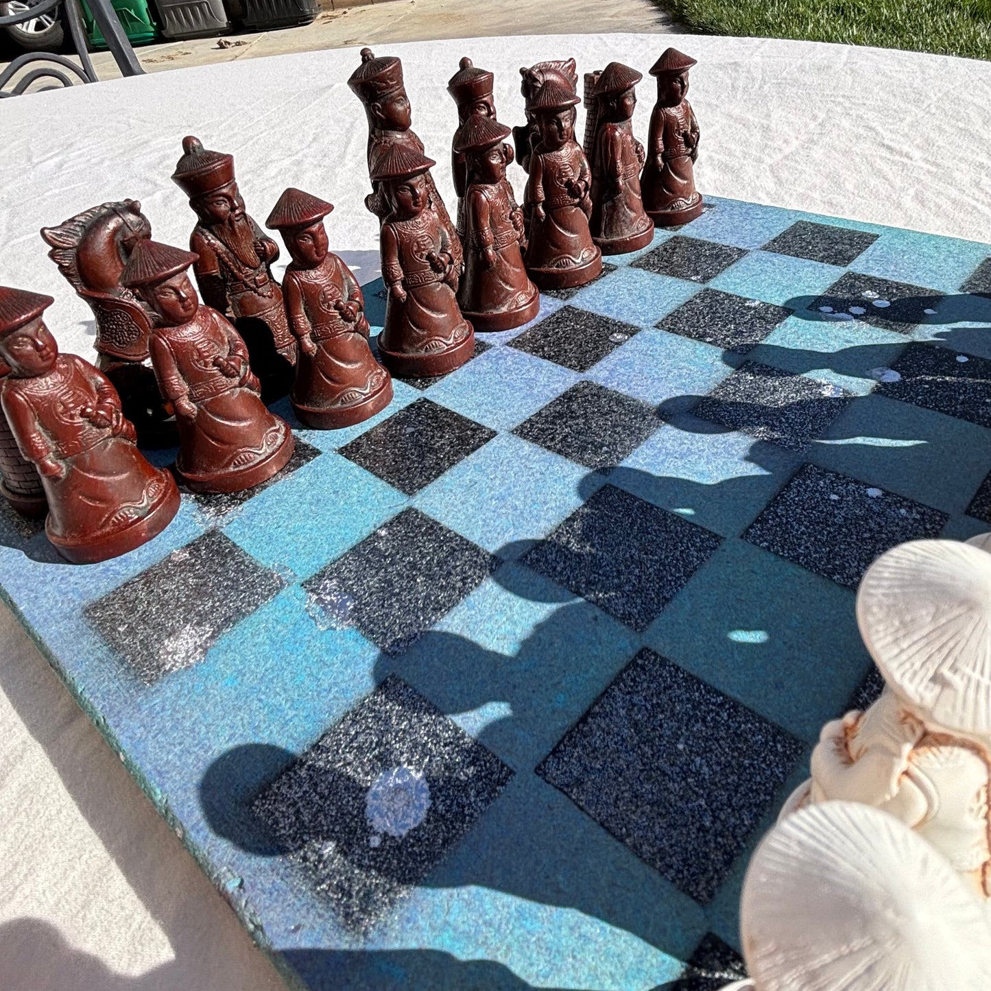 Greenish Blue Space - Chinese Edition Chess Set