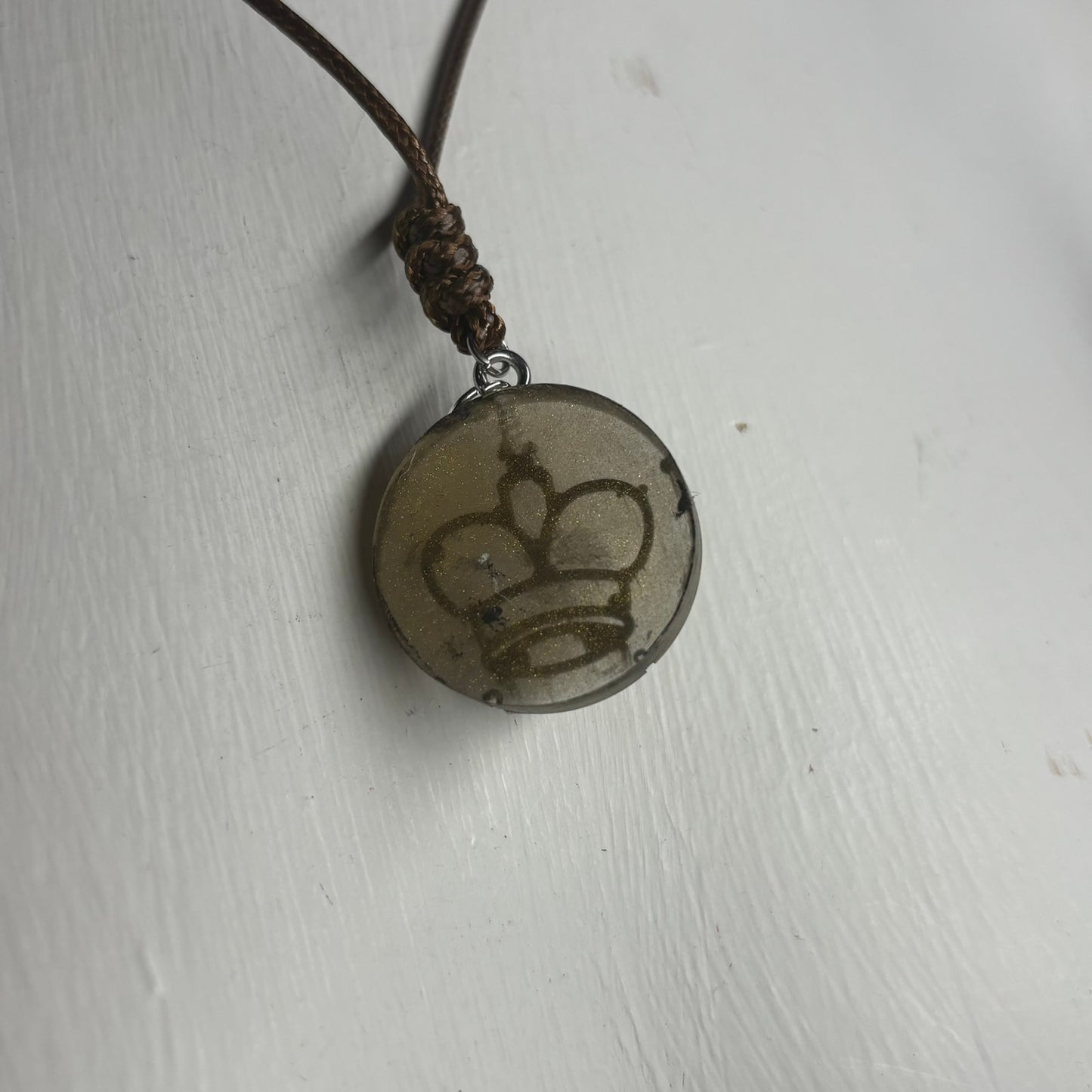 Simplistic Tan King - Handmade Resin Chess Necklace