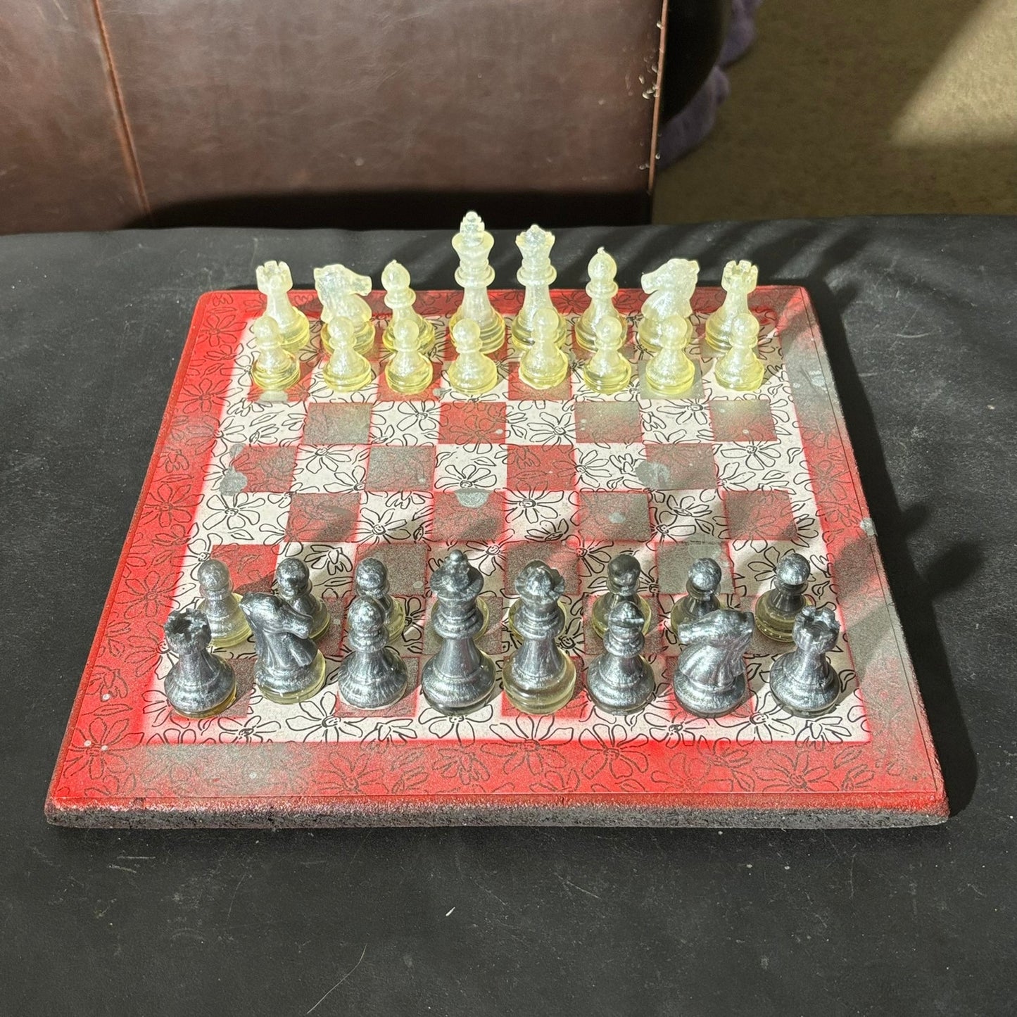 Silver Mist Red - Scrapbook Chess Set