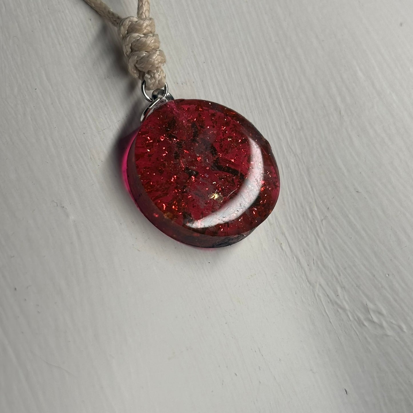 Cream Red Pawn - Handmade Resin Chess Necklace