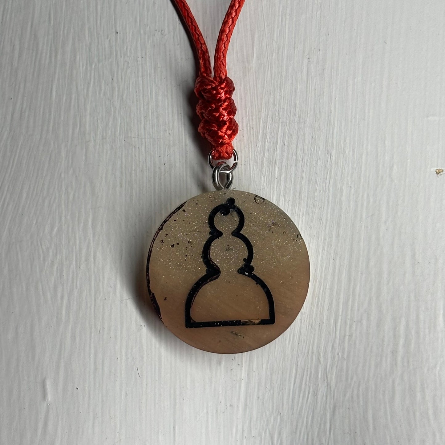 Cream Ash Pawn - Handmade Resin Chess Necklace