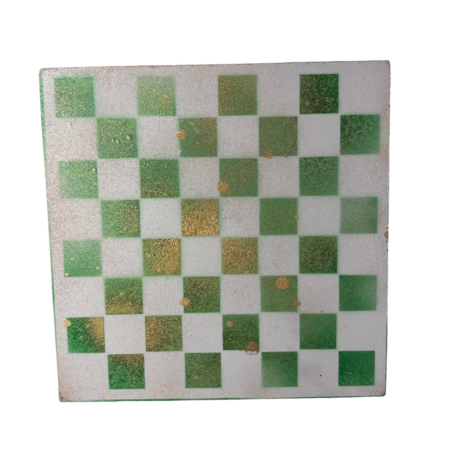 Green & White, Golden Blush - Painted Chess Board