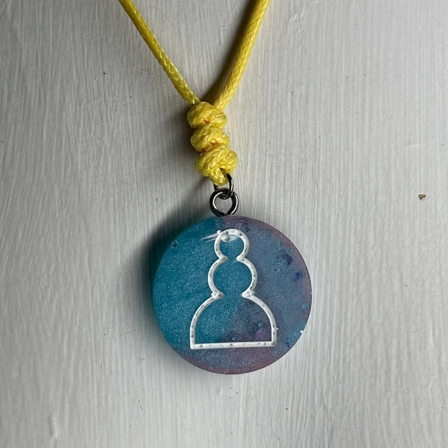 Bright Blue Pawn - Handmade Resin Chess Necklace