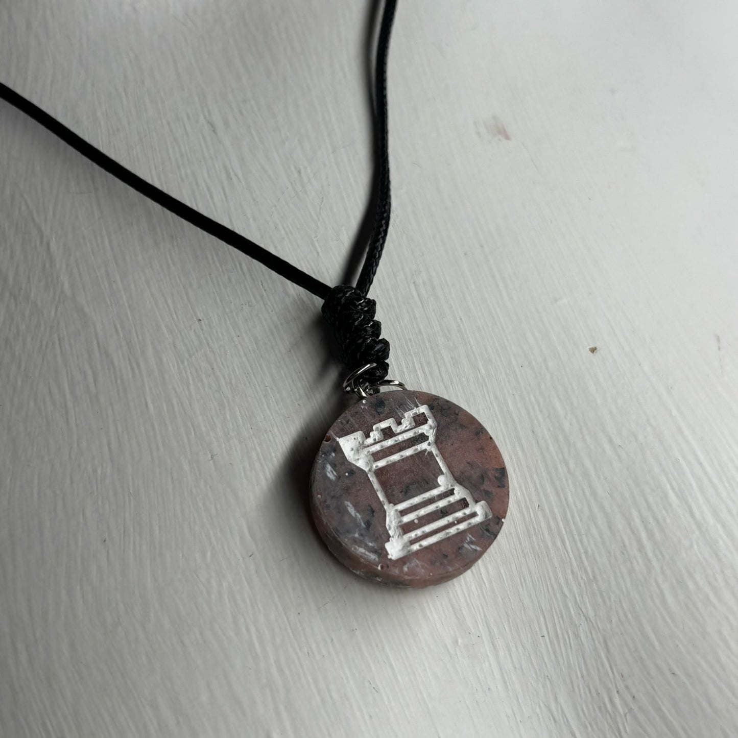Brown Luxury Rook - Handmade Resin Chess Necklace