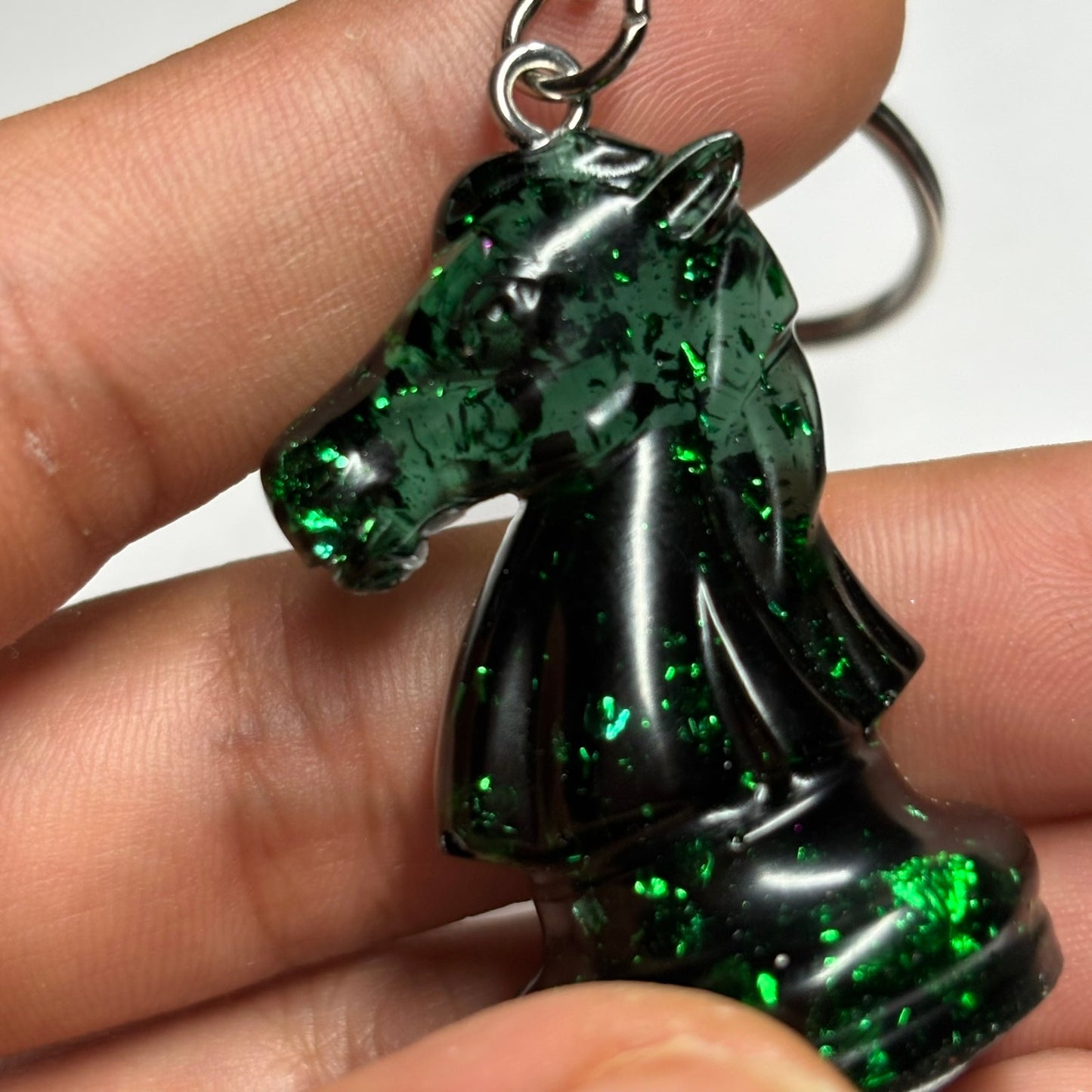 Dark Green Crystal Knight - Handmade Resin Keychain