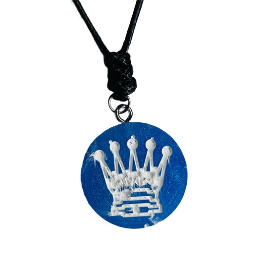 Blue Queen - Handmade Resin Chess Necklace