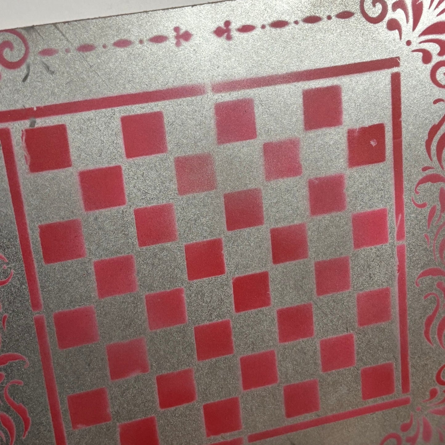 Chrome Red - Painted Chess Board