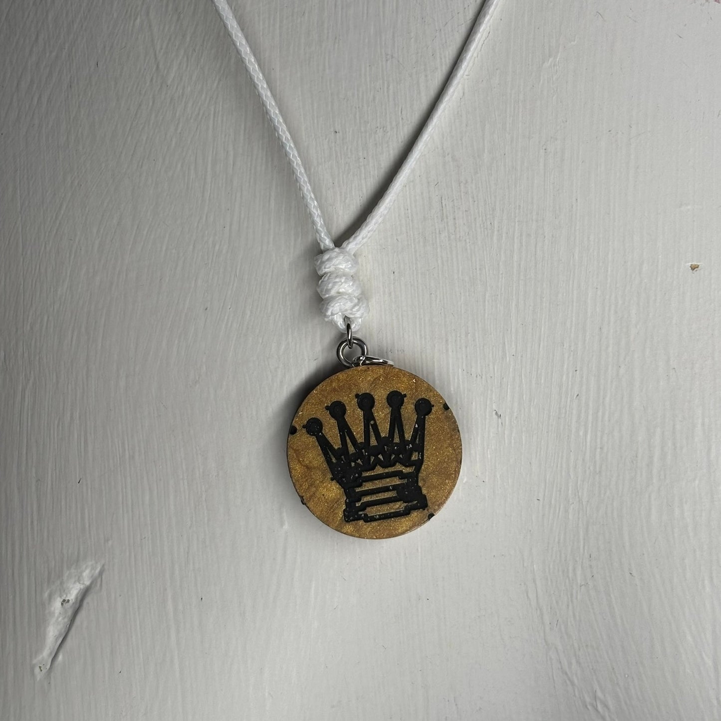 Golden Queen - Handmade Resin Chess Necklace