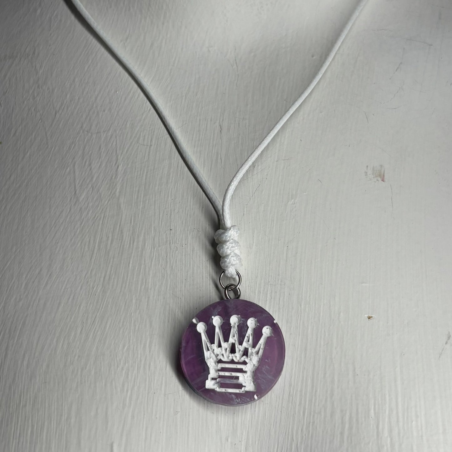 Purple Queen - Handmade Resin Chess Necklace - Flat Edition