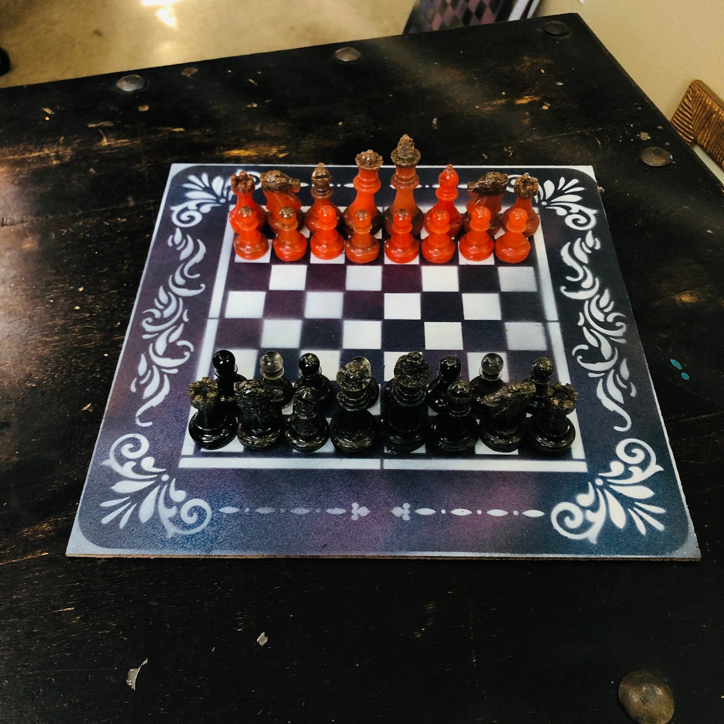 Opal Purple Space - Painted Chess Set