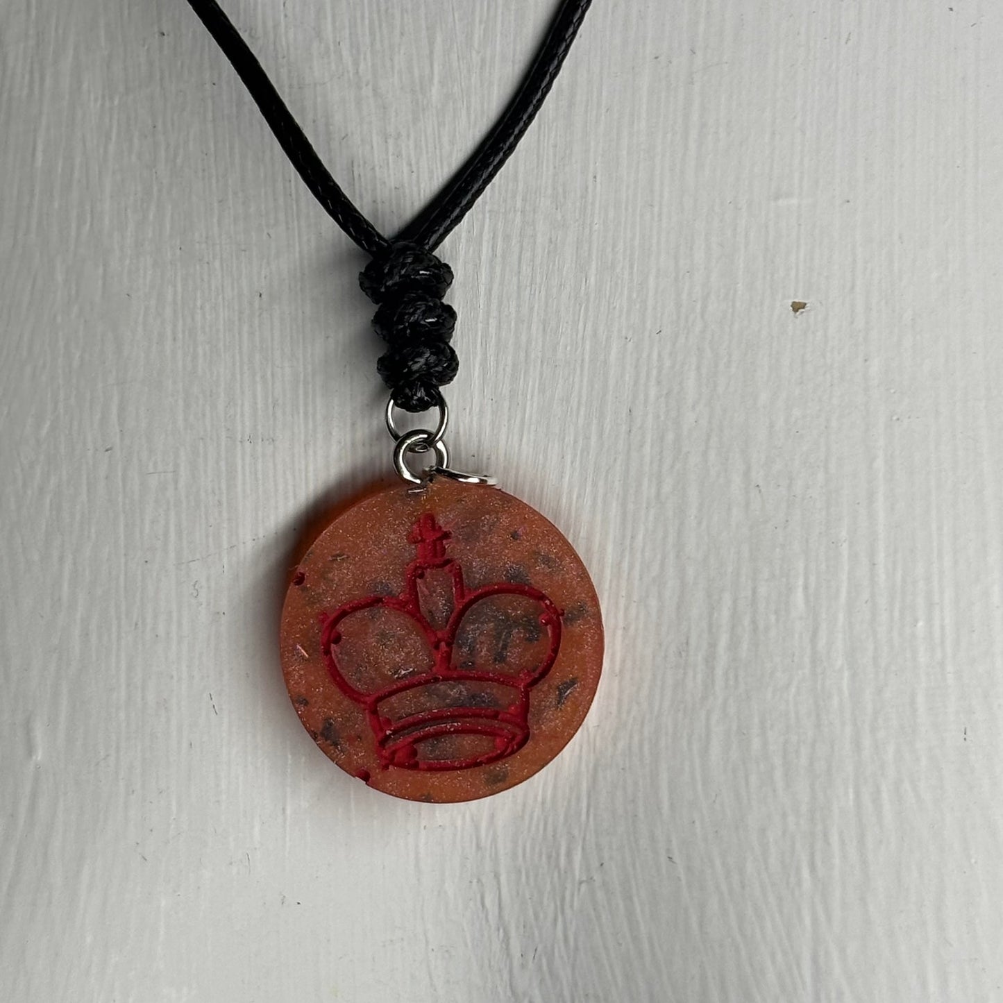 Orange Fire King - Handmade Resin Chess Necklace