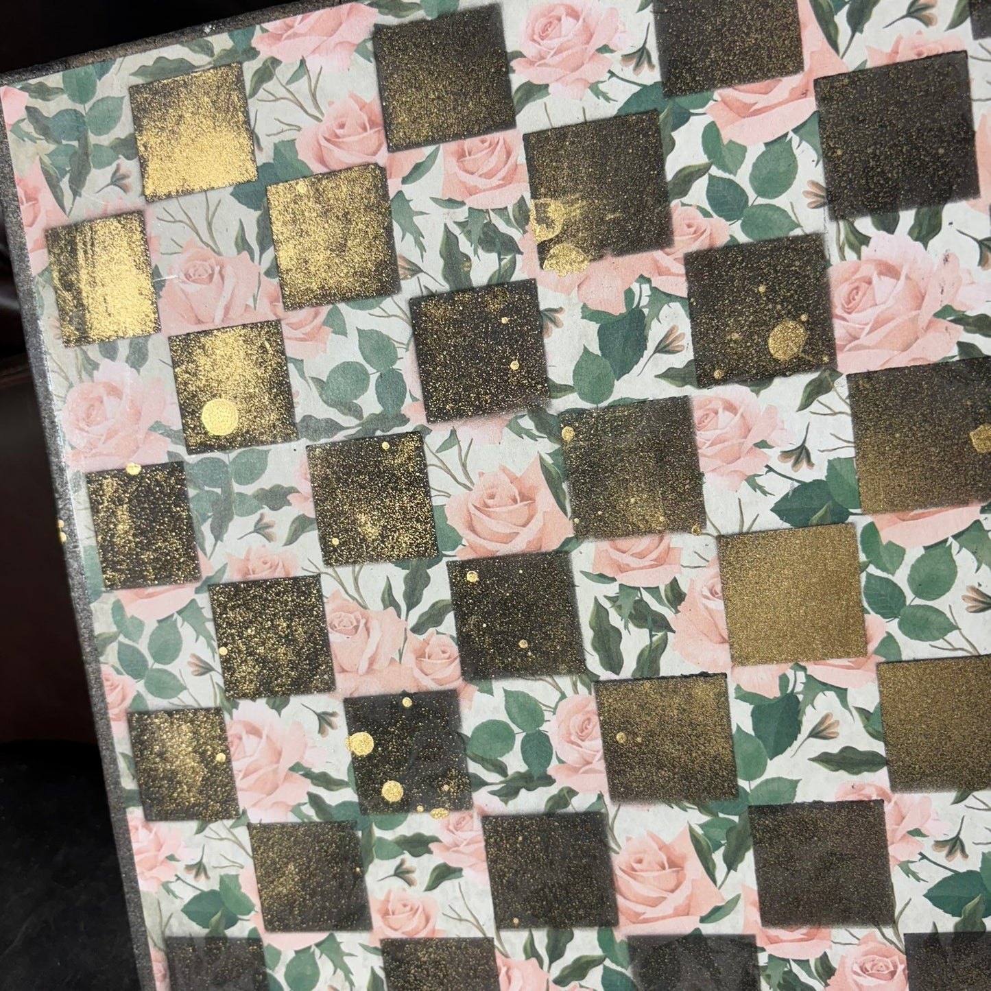 Pink Roses - Scrapbook Chess Board