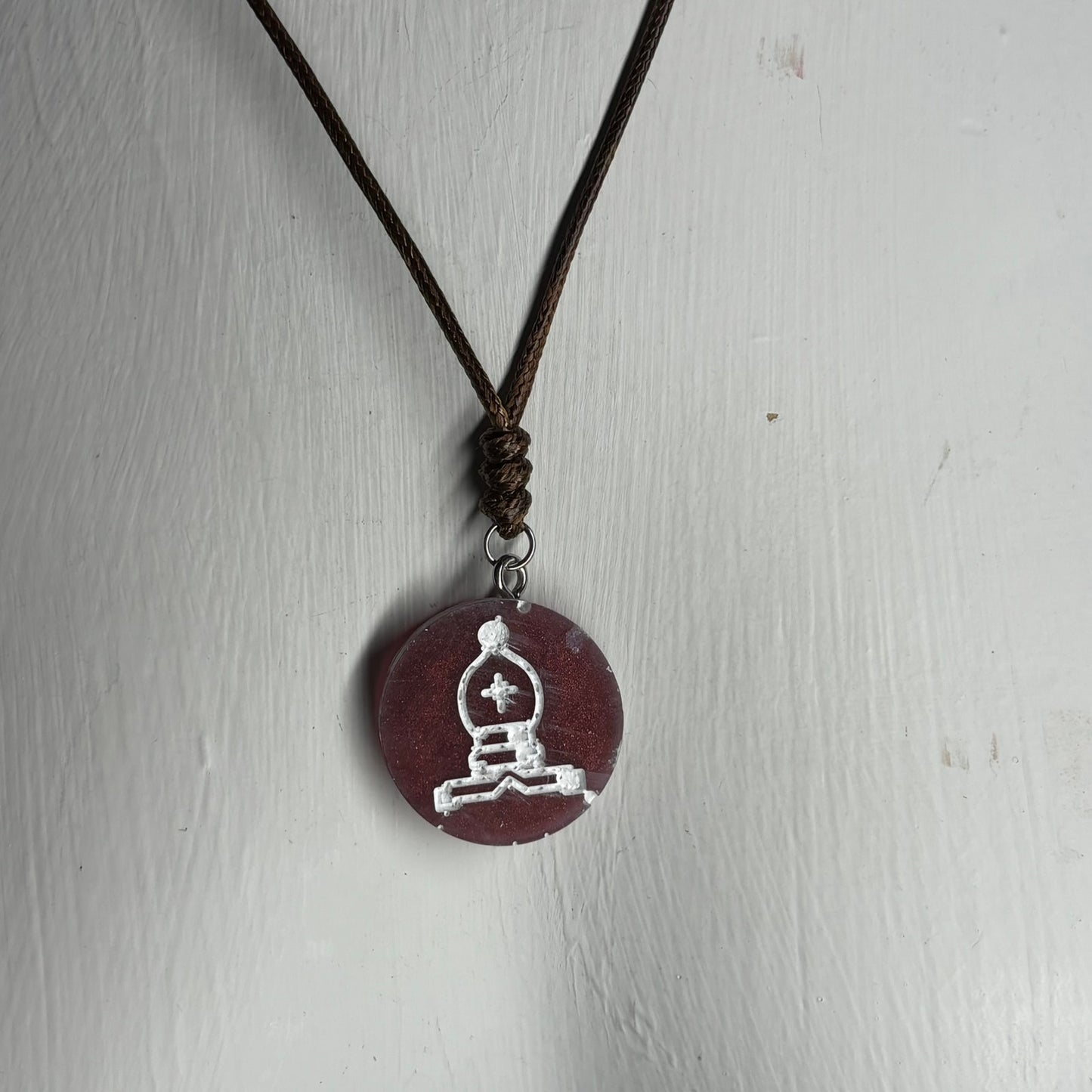 Ember Red Bishop - Handmade Resin Chess Necklace