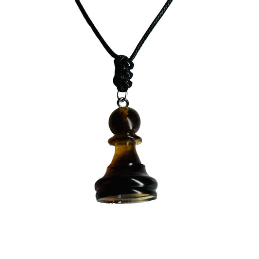 Coffee Brown Pawn - Handmade Resin Chess Necklace