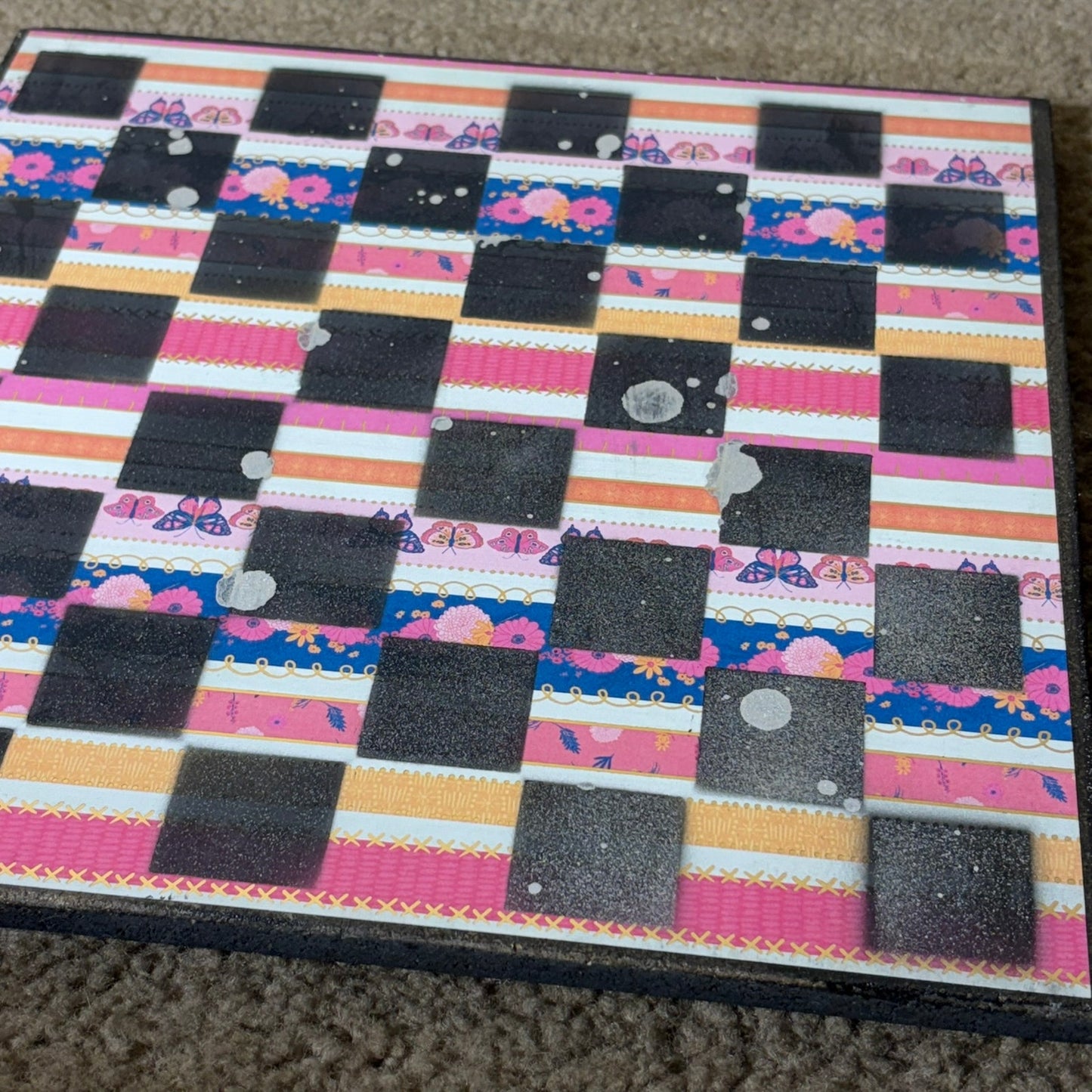 Pink Ripple Butterfly - Scrapbook Chess Board