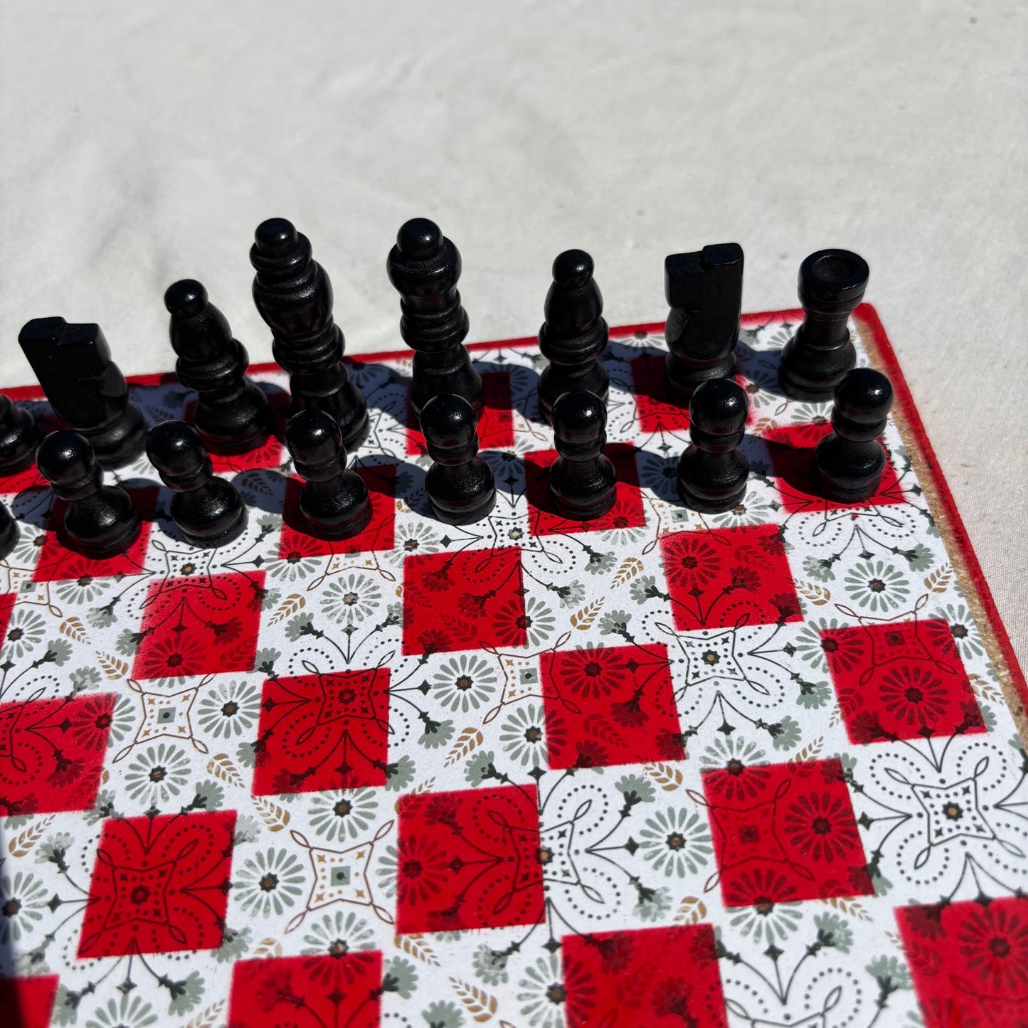 Vintage Red & White - Scrapbook Chess Set