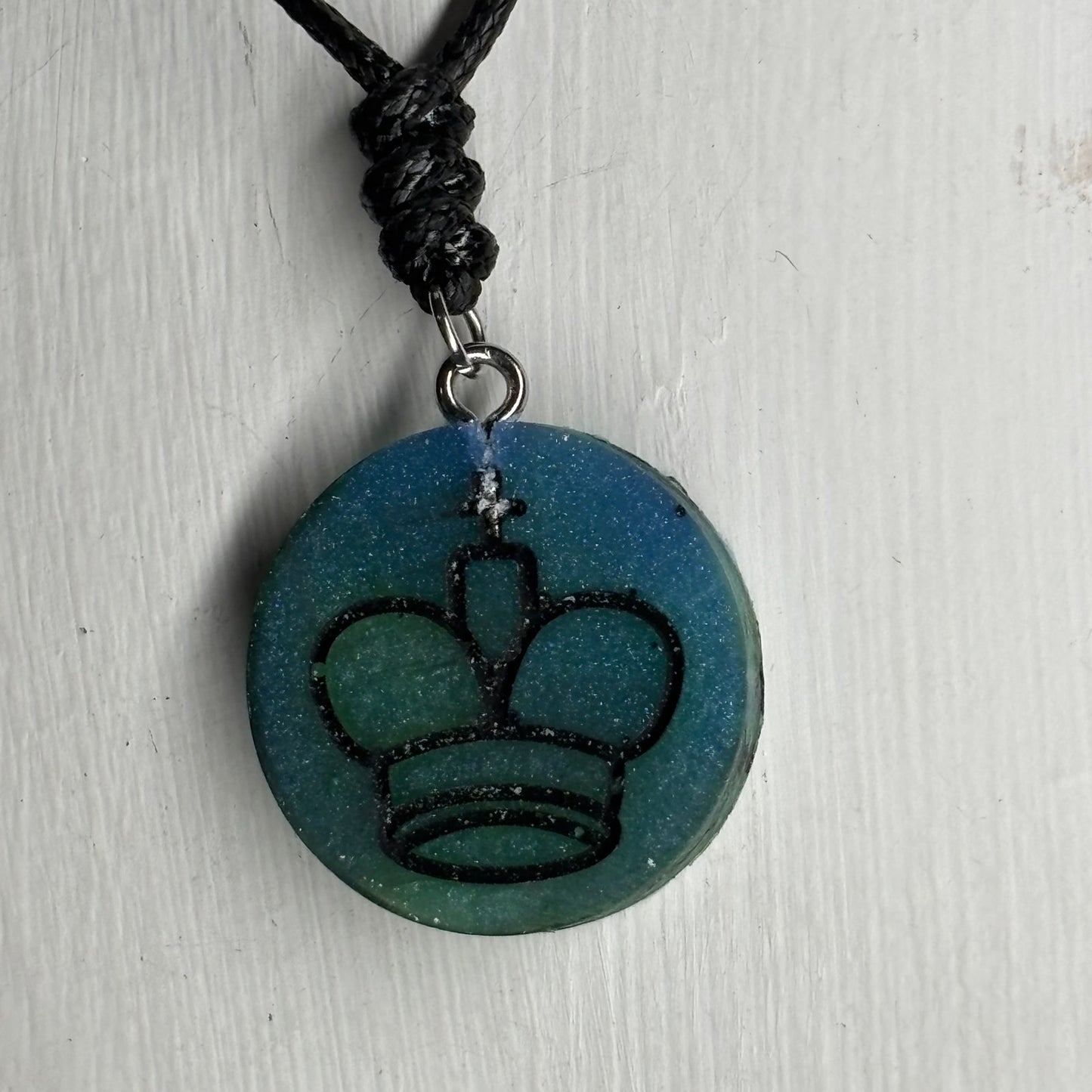 Green King - Handmade Resin Chess Necklace