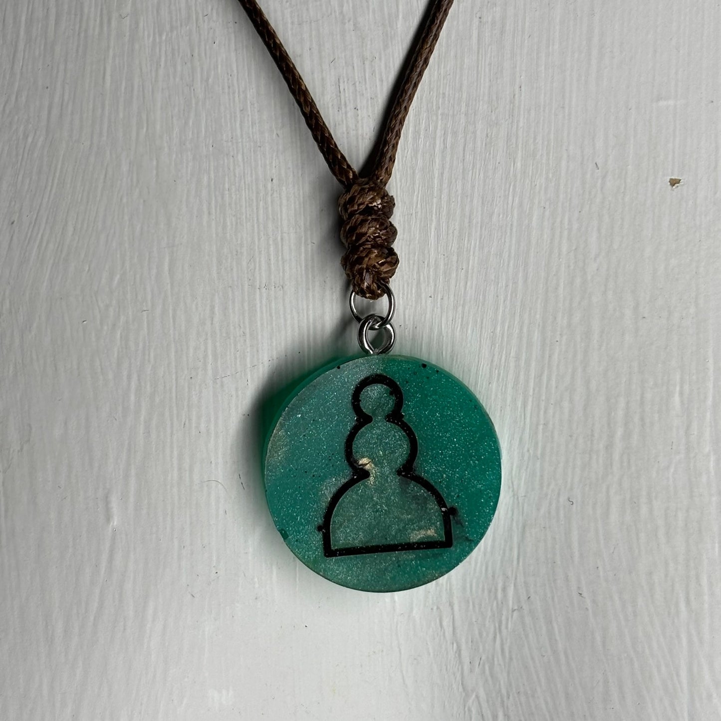 Aqua Green Pawn - Handmade Resin Chess Necklace