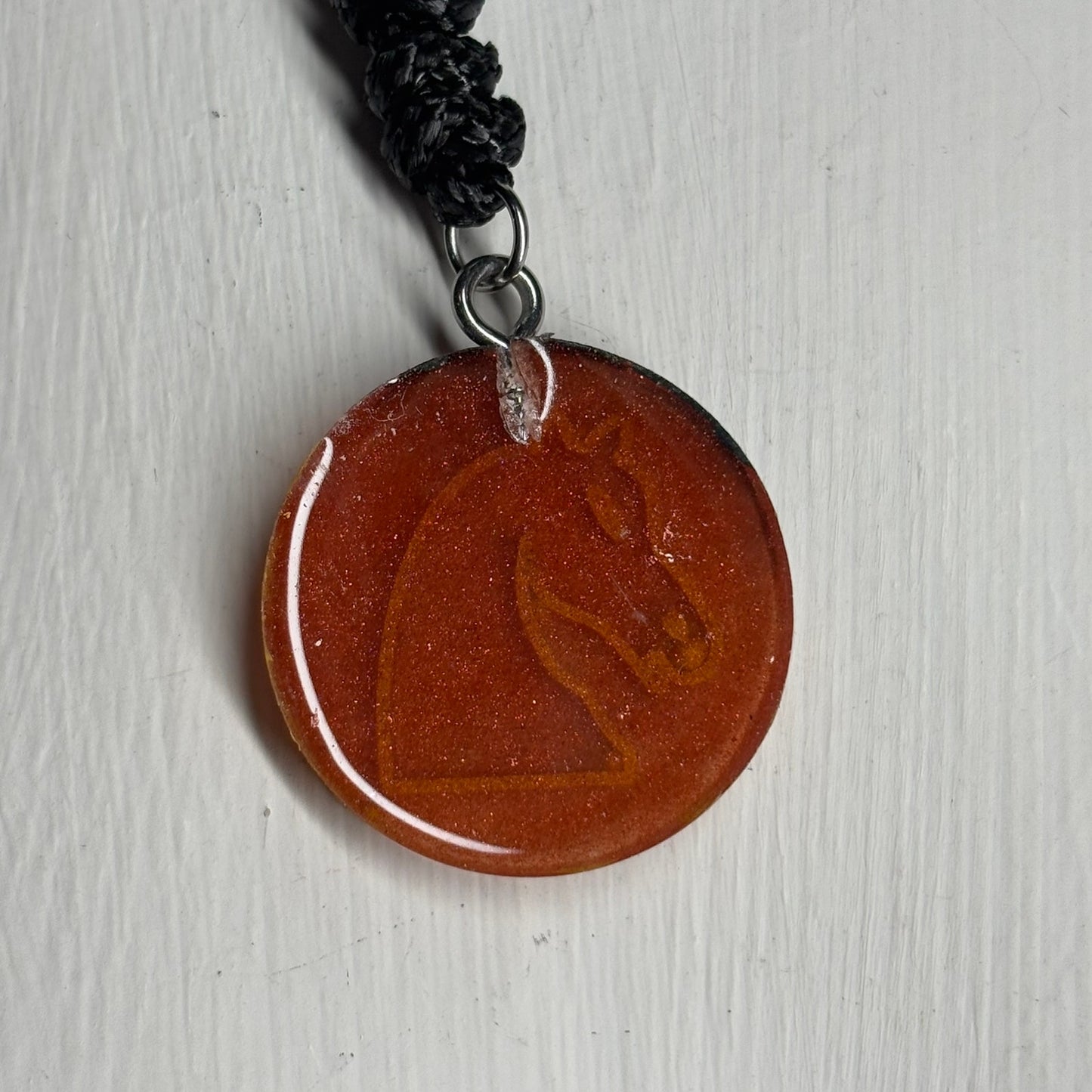 Red Knight - Handmade Resin Chess Necklace - Flat Edition