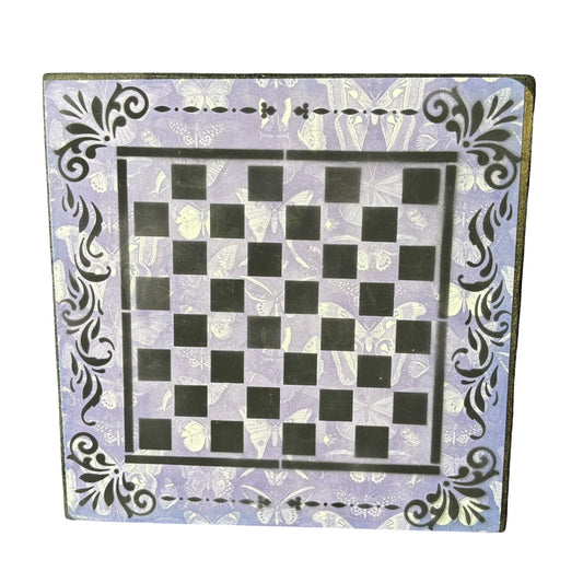 Purple Butterflies - Scrapbook Chess Board