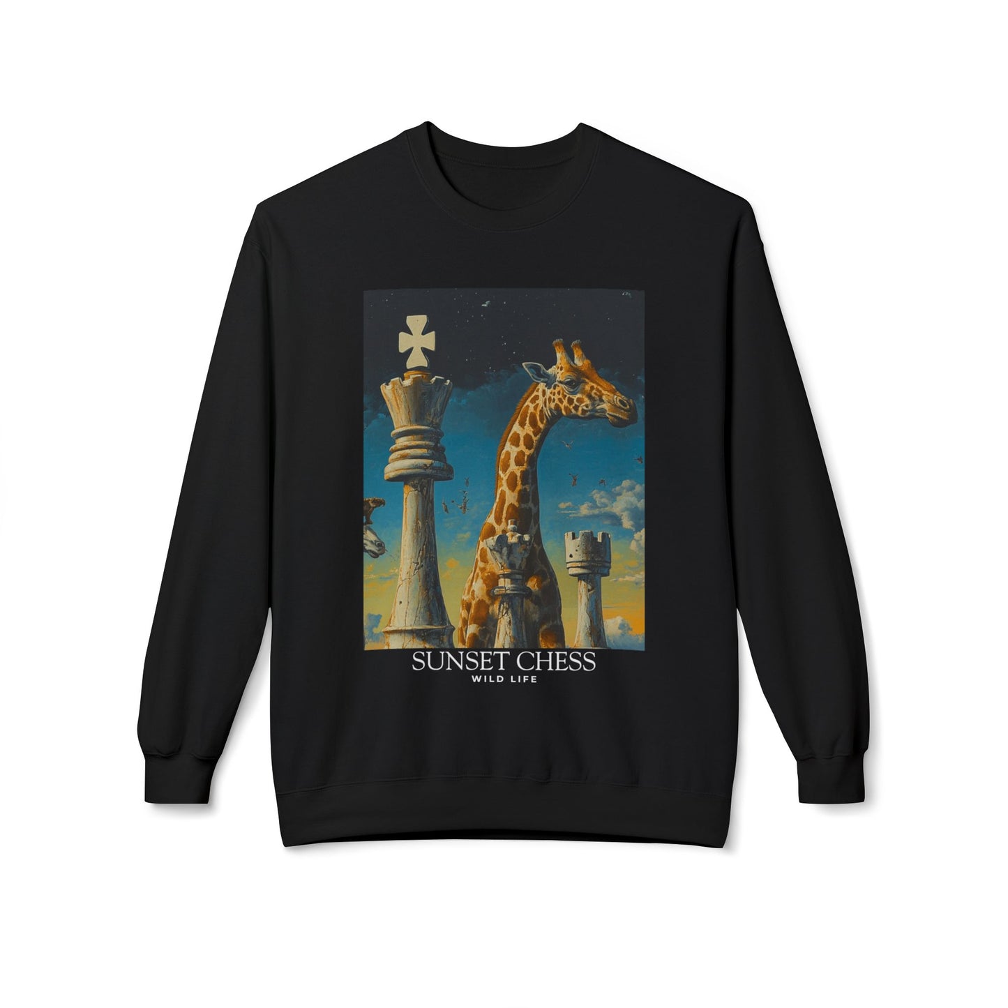 Giraffe Checkmate - Black Crewneck Sweater