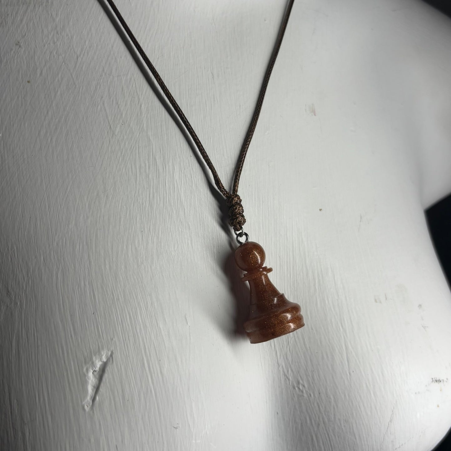 Brown Pawn - Handmade Resin Chess Necklace