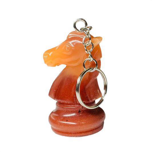 Burnt Orange Knight - Handmade Resin Keychain - Large Edition