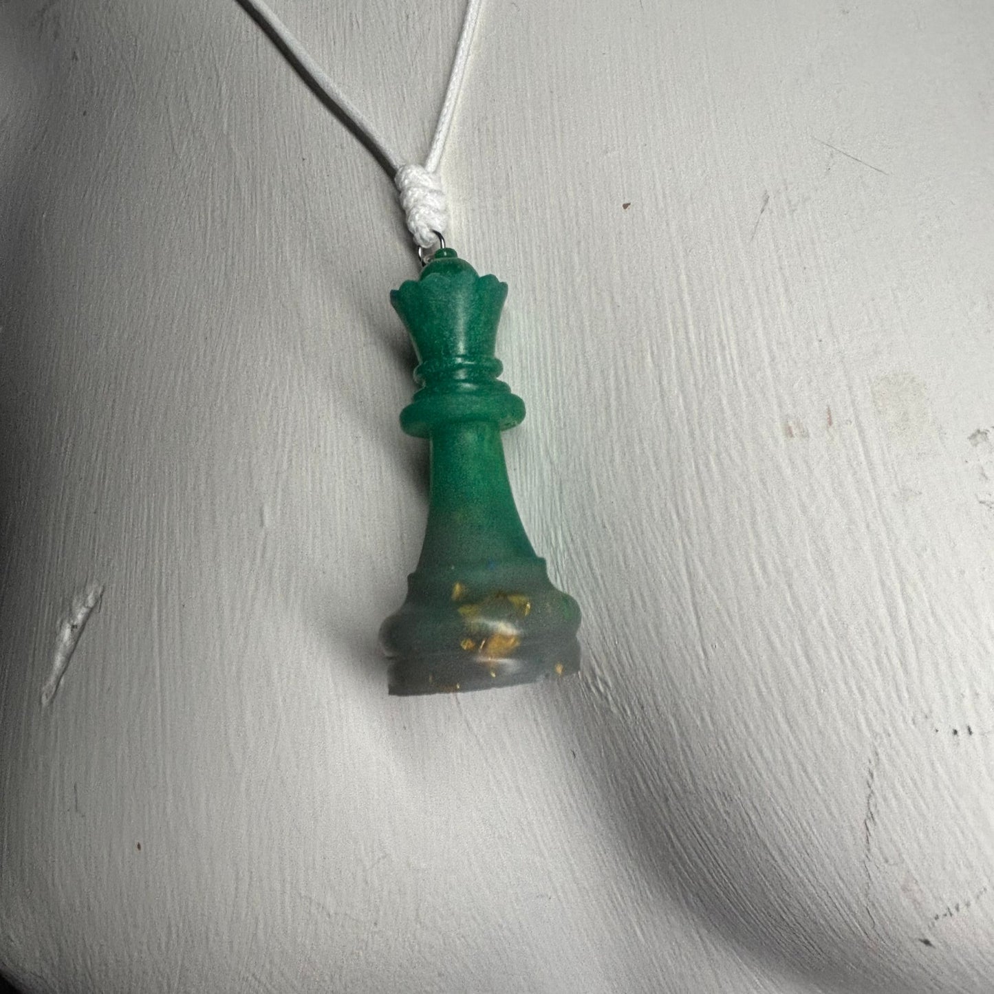Green Queen - Handmade Resin Chess Necklace