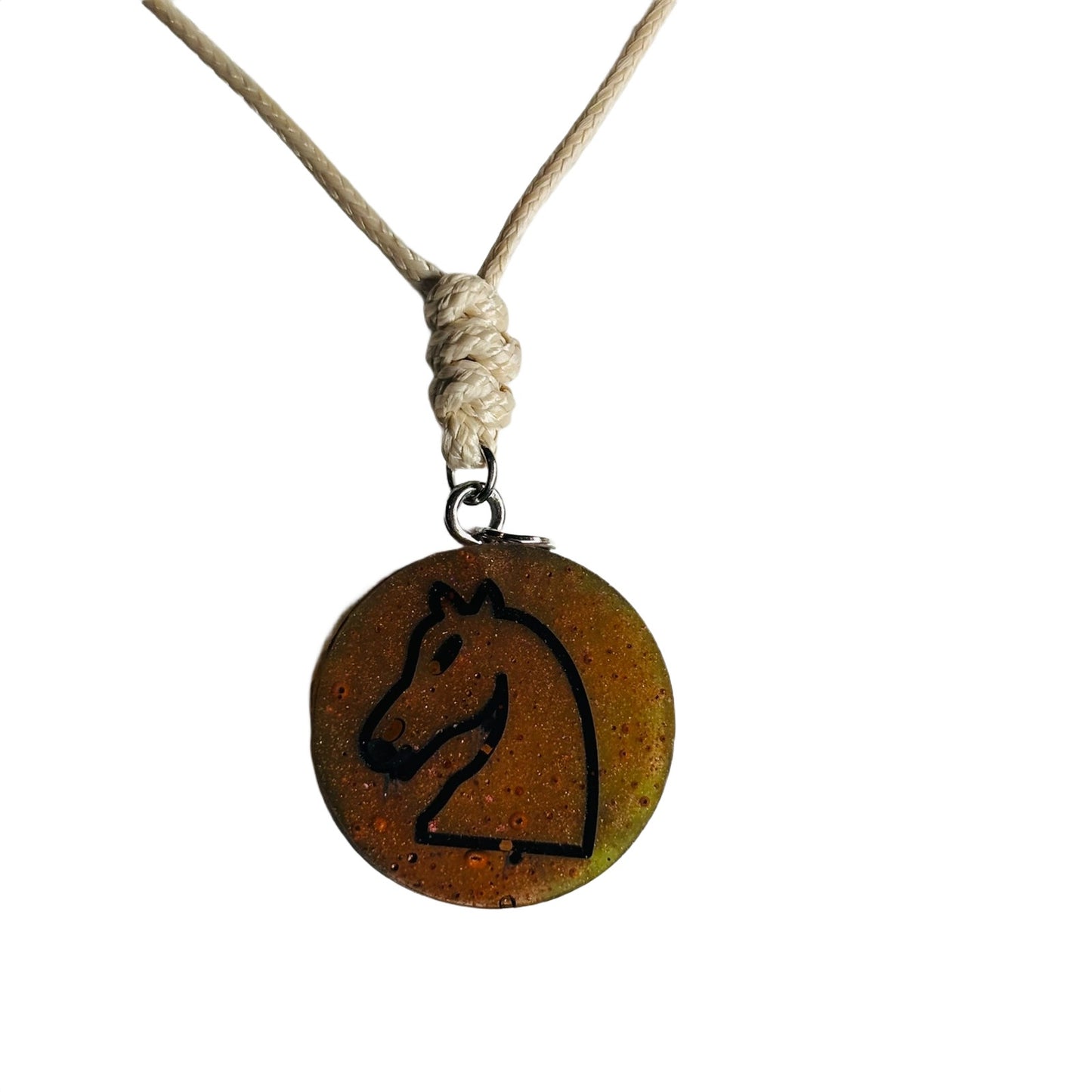 Coffee Brown Knight - Handmade Resin Chess Necklace