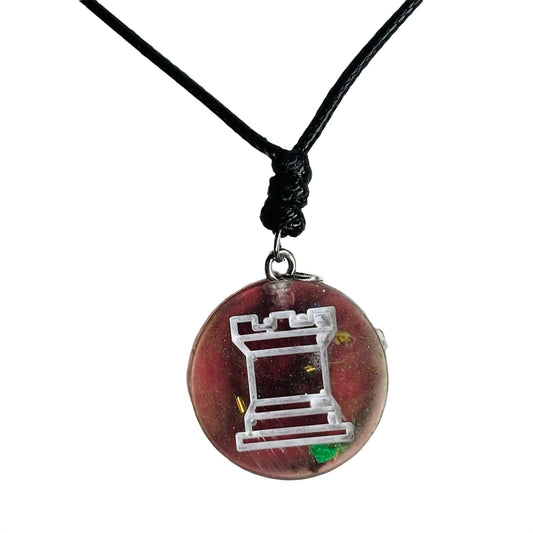 Translucent Violet Rook - Handmade Resin Chess Necklace