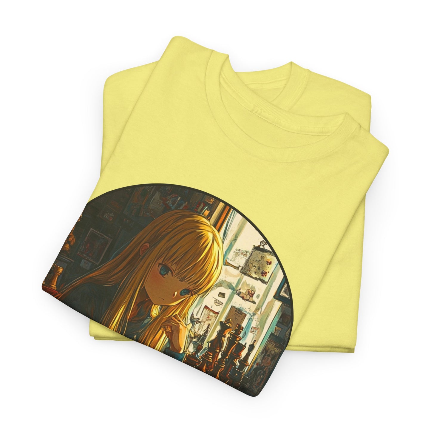 Anime Girl - Cornsilk Yellow Chess T Shirt