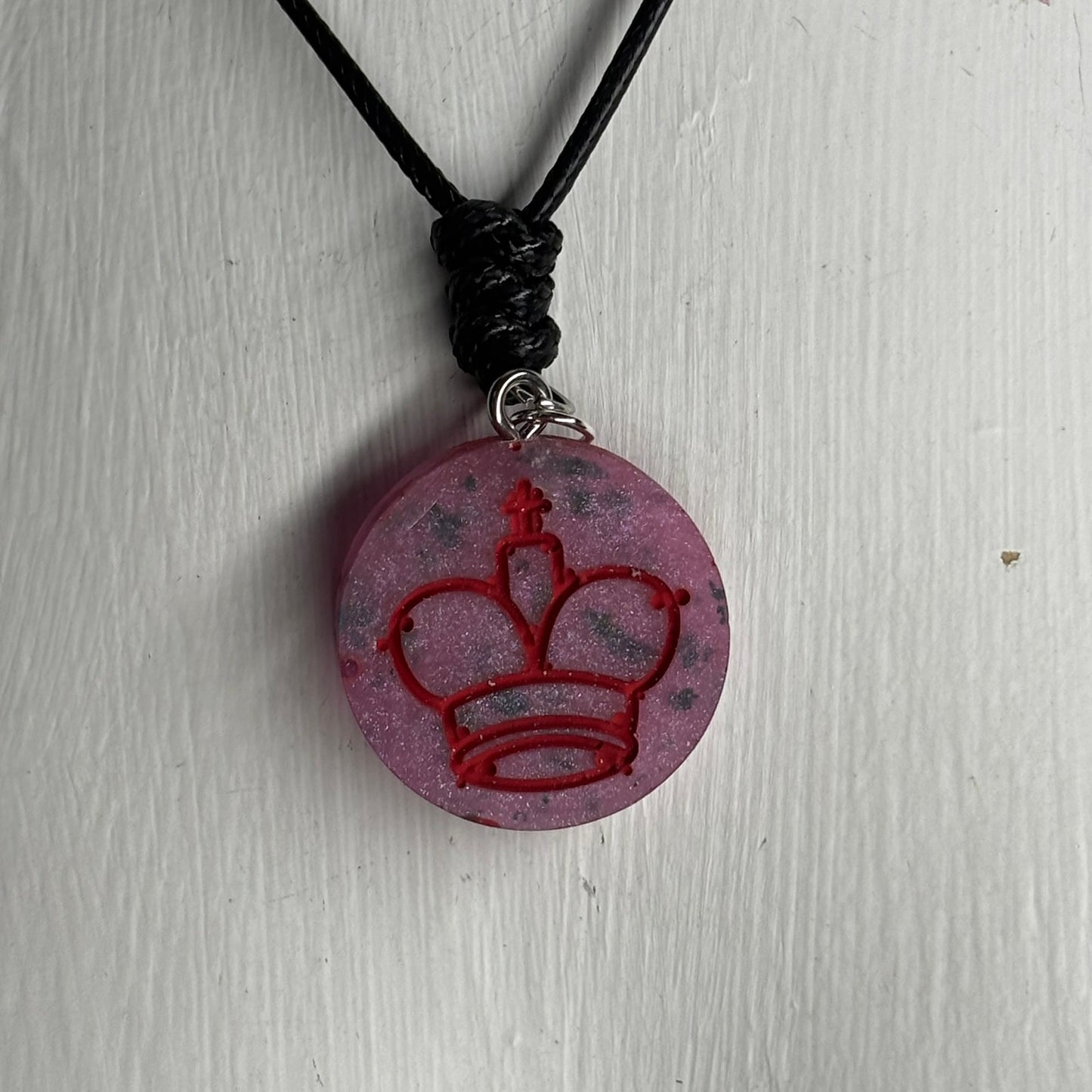 Purple Spotted King - Handmade Resin Chess Necklace