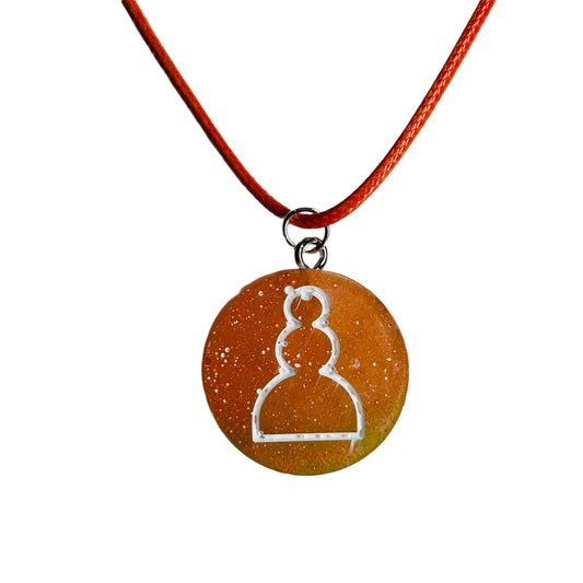 Orange Pawn Burst - Handmade Resin Chess Necklace