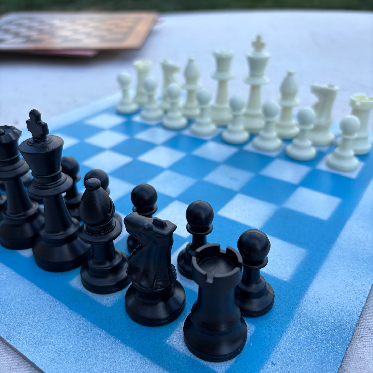 Blue & White - Painted Chess Set