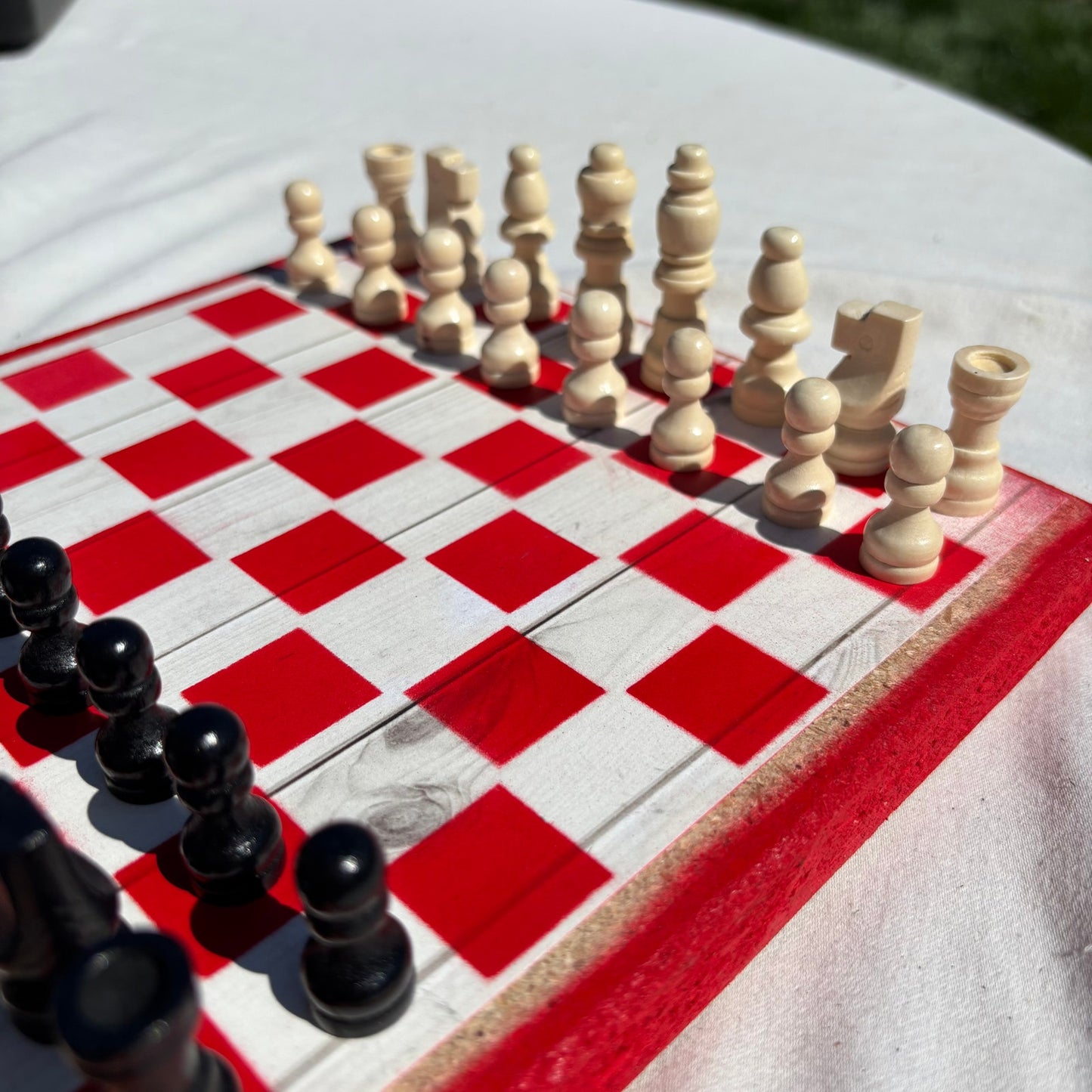 Wood Print Red - Scrapbook Chess Set