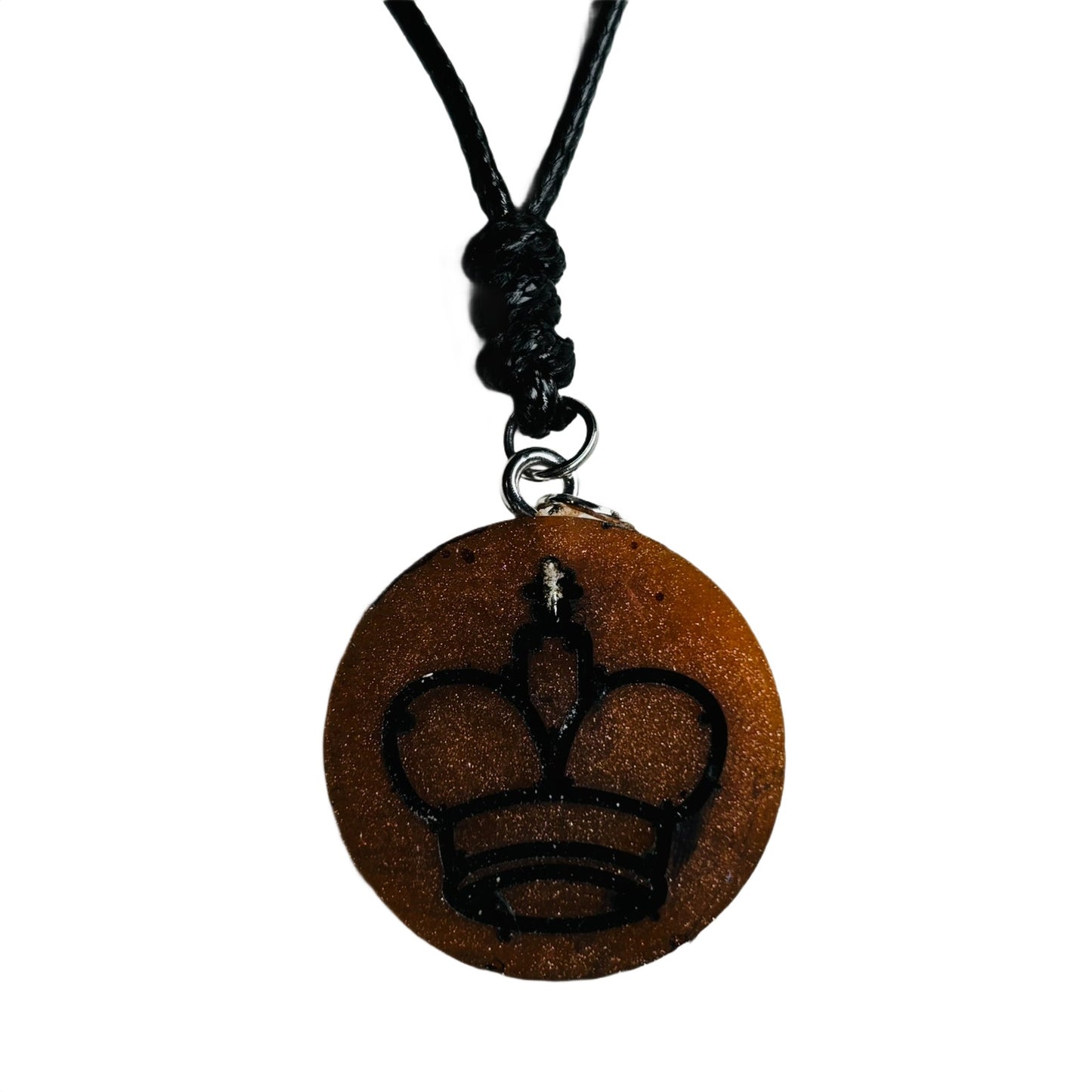 Coffee Brown King - Handmade Resin Chess Necklace