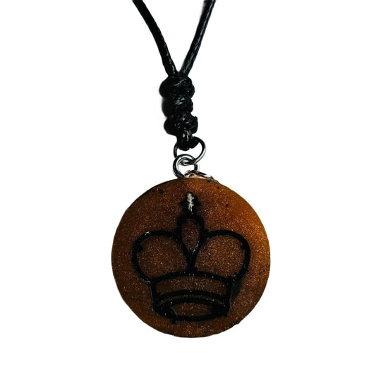 Coffee Brown King - Handmade Resin Chess Necklace