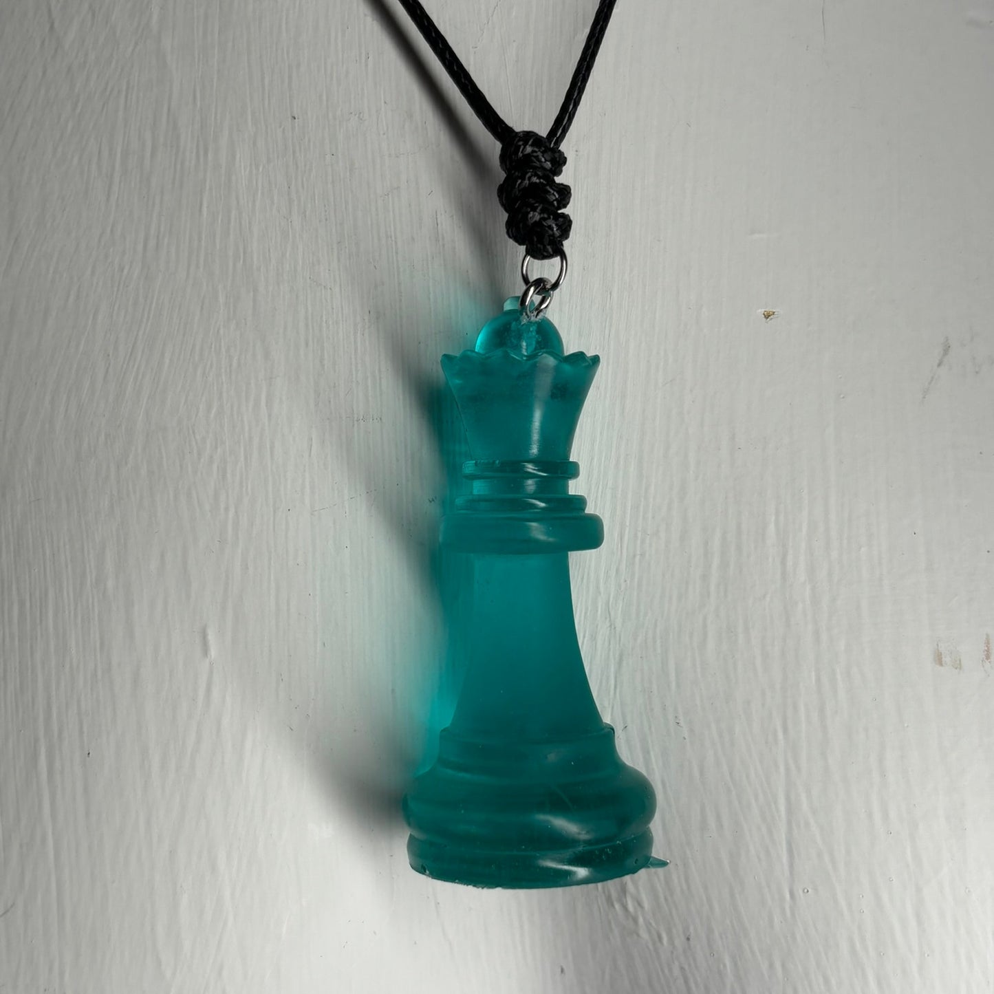 Aqua Green Queen - Handmade Resin Chess Necklace