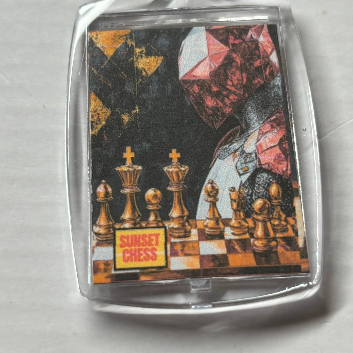 Crystal Red - Chess  Photo Keychain