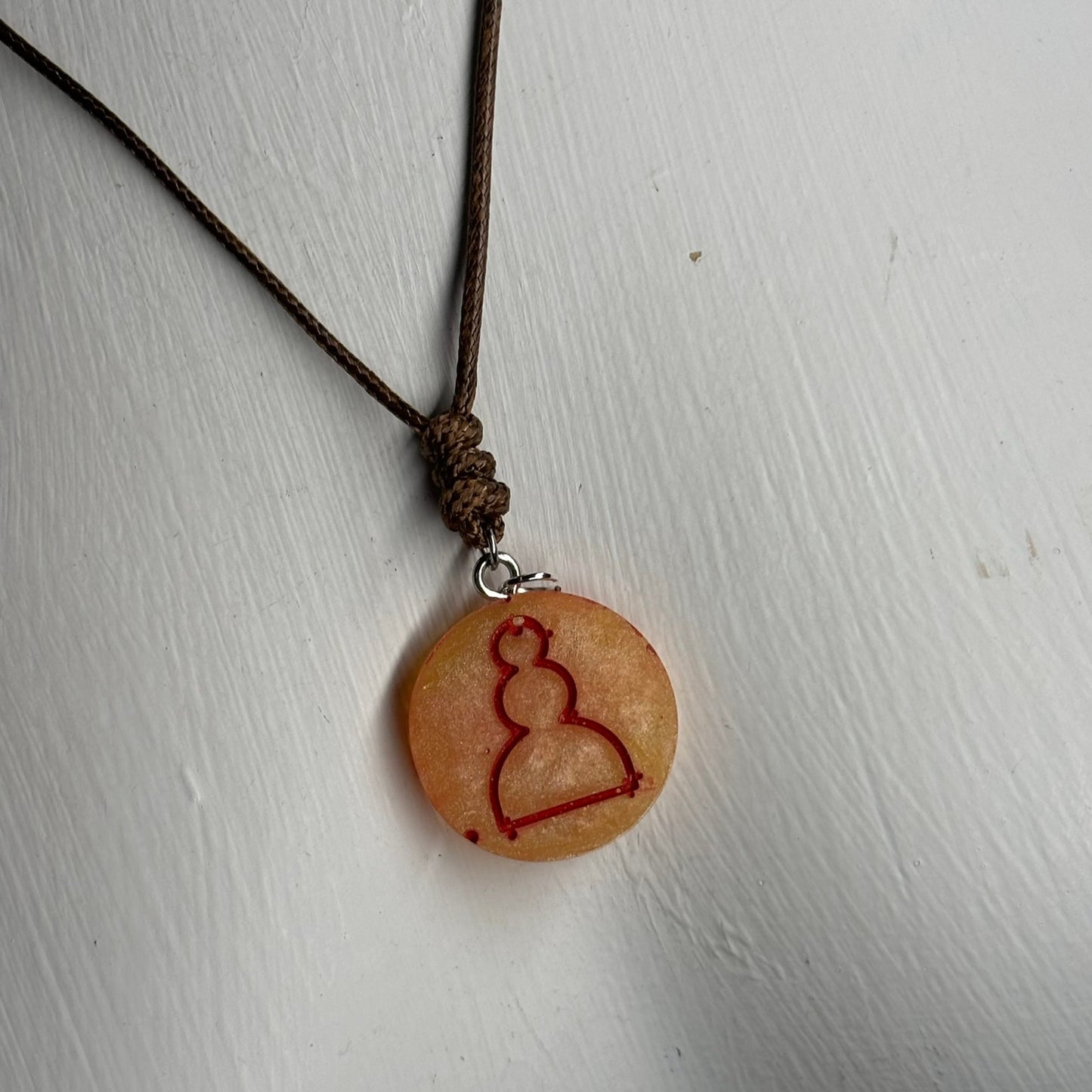 Vintage Yellow Pawn - Handmade Resin Chess Necklace