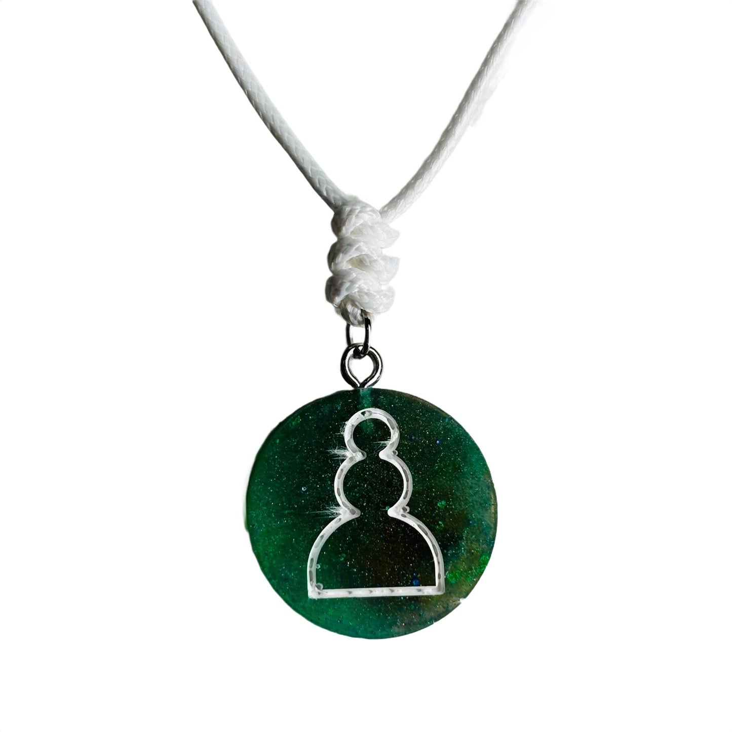 Forest Green Pawn - Handmade Resin Chess Necklace