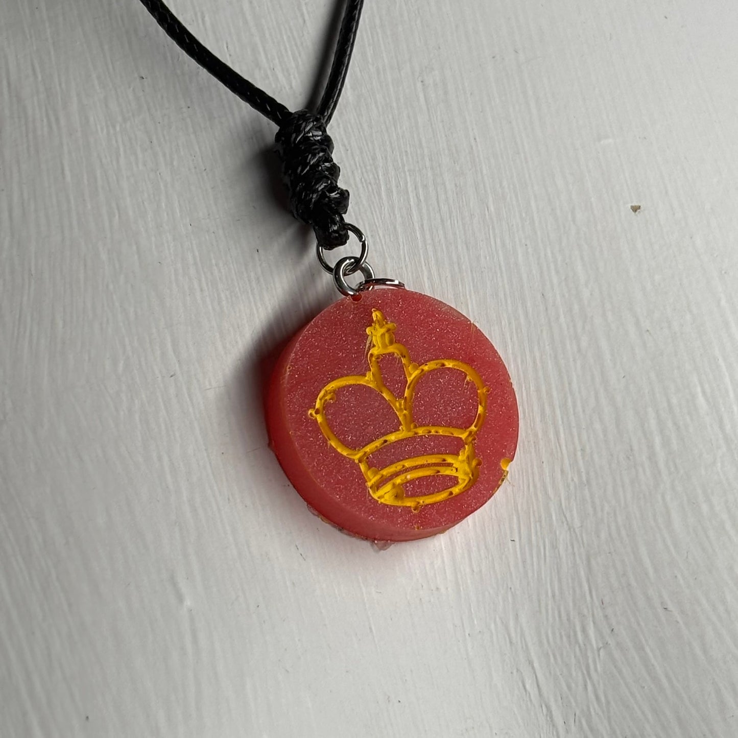 Shimmer Red King - Handmade Resin Chess Necklace