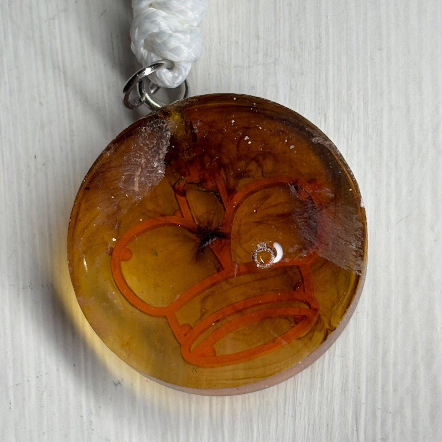 Orange Fire King - Handmade Resin Chess Necklace
