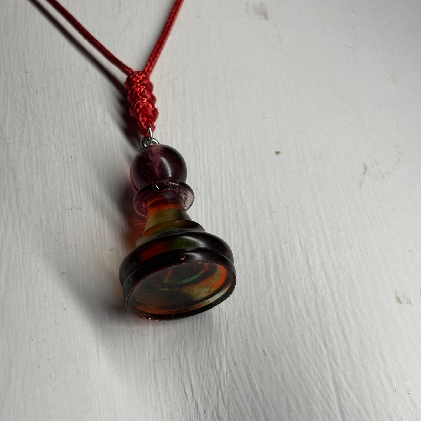 Translucent Red Pawn - Handmade Resin Chess Necklace