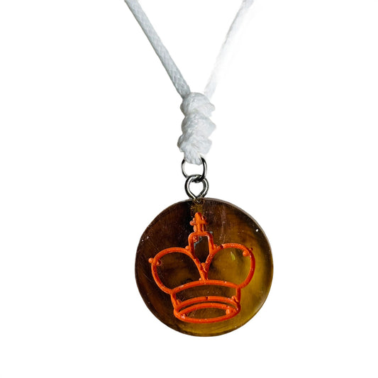 Orange Fire King - Handmade Resin Chess Necklace
