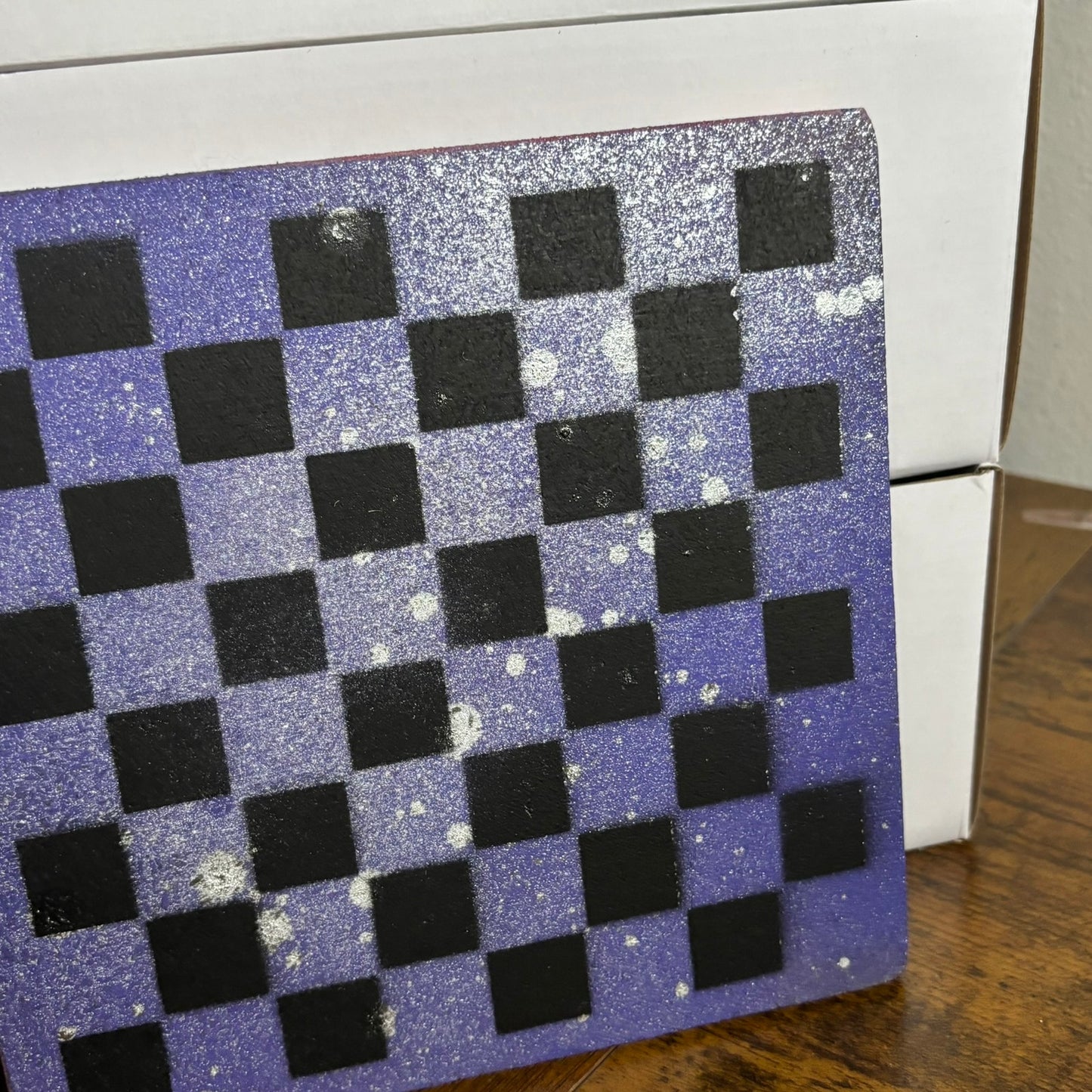 Purple Chrome Splatter - Painted Double Sided Chess Board