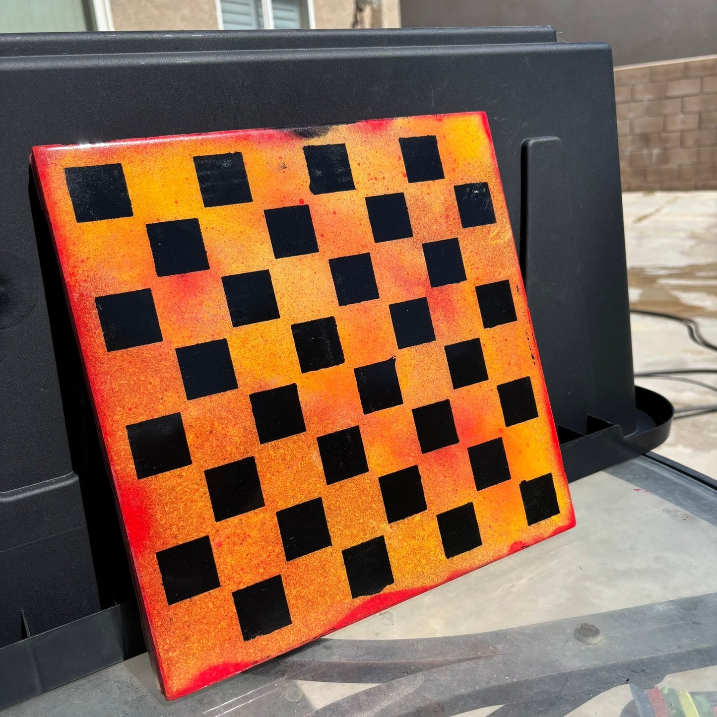 Orange Sunset - Resin Coated Chess Board
