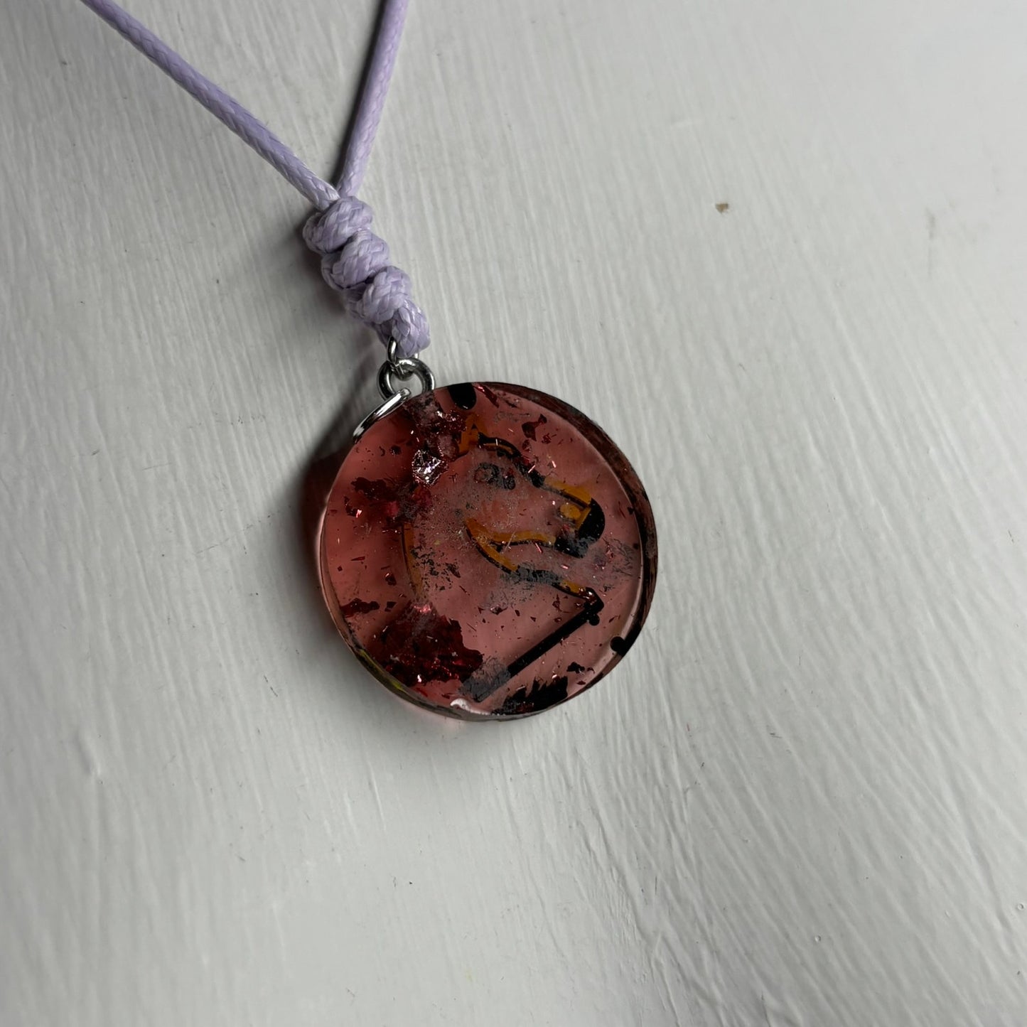 Purple Translucent Knight - Handmade Resin Chess Necklace