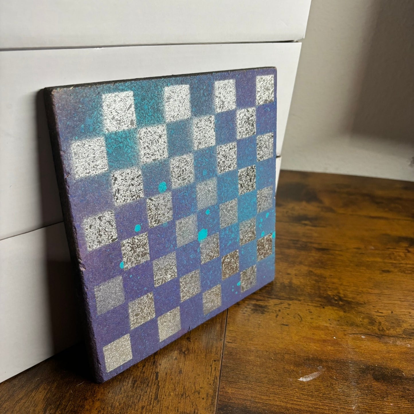 Purple Blue Chrome - Painted Double Sided Chess Board