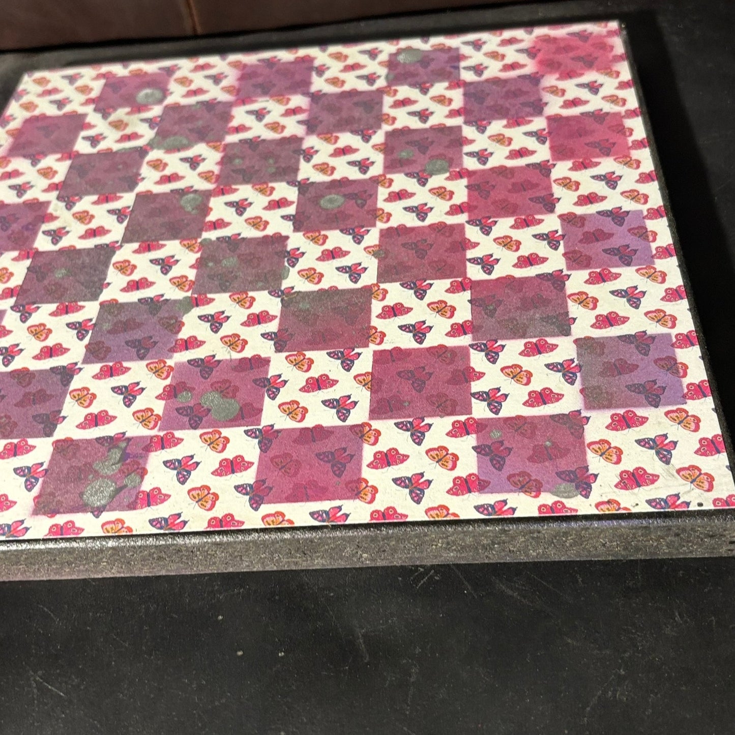 Pink Butterflies - Scrapbook Chess Board